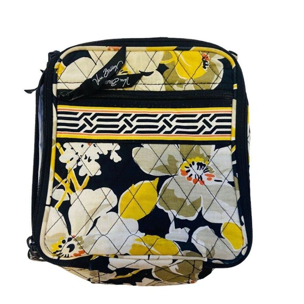 #4746 Vera Bradley make up travel case black yellow print